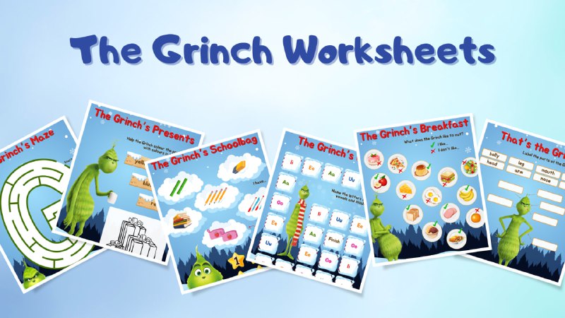 **The Grinch Worksheets Pack** ***🎁***