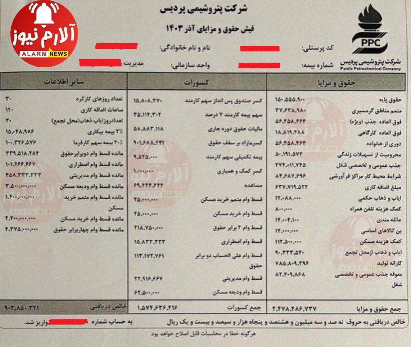 *****🔔*****[**#حقوق‌\_نجومی**](?q=%23%D8%AD%D9%82%D9%88%D9%82%E2%80%8C_%D9%86%D8%AC%D9%88%D9%85%DB%8C) **در پتروشیمی پردیس/ آیتم‌های عجیب …