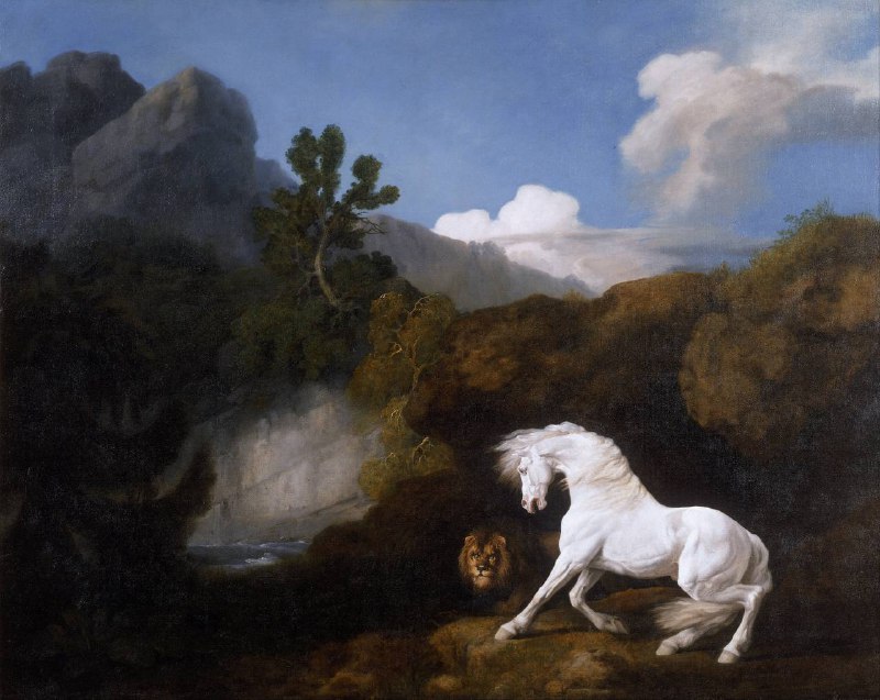 horse frightened by a lion