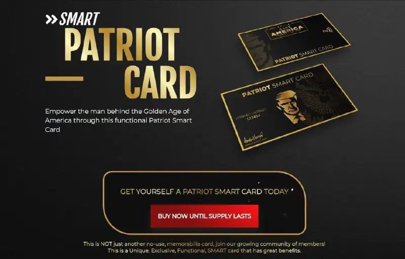 LAST STOCKS! The Smart Trump Card almost impossible to find after the BLACK FRIDAY Patriot Offer