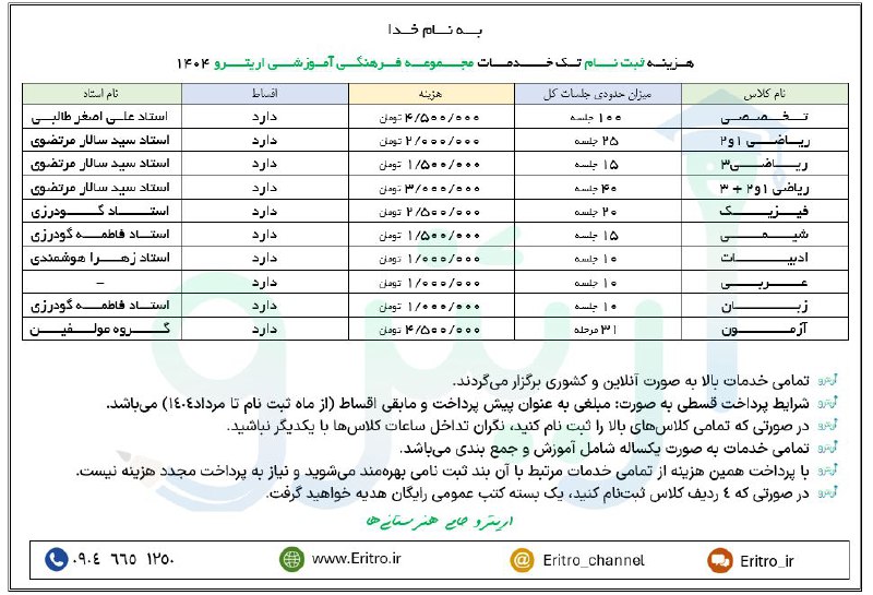 *****⭕️***هزینه یکساله ثبت نام تک خدمات**