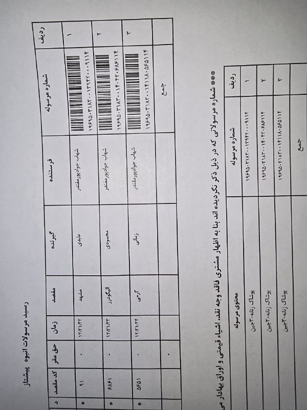 ارسالی و ضمانت ساتیکا واریزی مشتریان