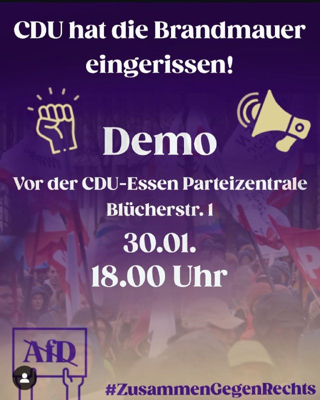 Heute, 30.01., 18uhr vor der CDU …