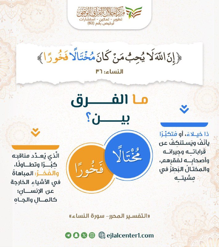 ***❓***مالفرق بين المختال والفخور في القرآن …