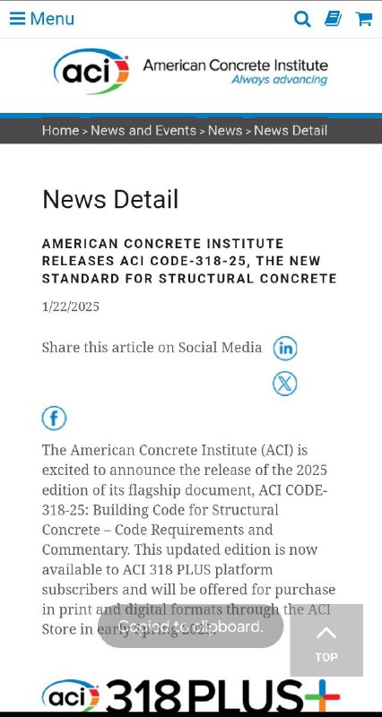 **American Concrete Institute Releases ACI CODE-318-25, …