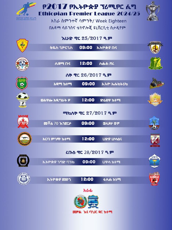 ***⚽️*** የ2017 የኢትዮጵያ ፕሪሚየር ሊግ