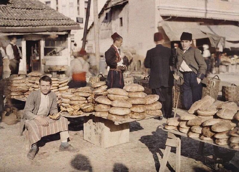 Bread being sold at market, Sarajevo, …