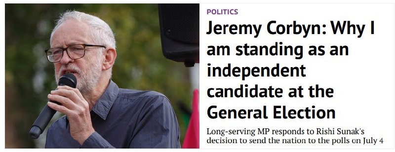英國工黨拒絕提名前黨魁郝爾彬（ Jeremy Corbyn ）參選下屆大選下 ，郝爾彬星期五確認以無黨派身份角逐連任下議院議員