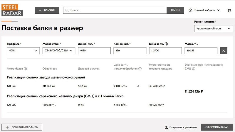 **Сервис STEEL RADAR** **запустил** **калькулятор поставки …