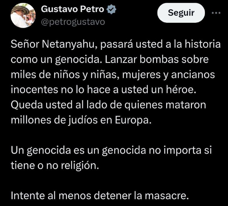 **Gustavo Petro (presidente da Colômbia)** afirmou …