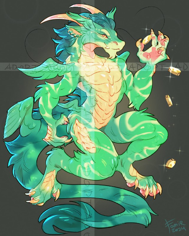 This beautiful green dragon is looking …