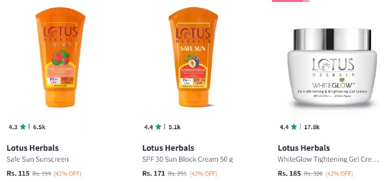 Myntra: Lotus Herbals Products Starts @ …