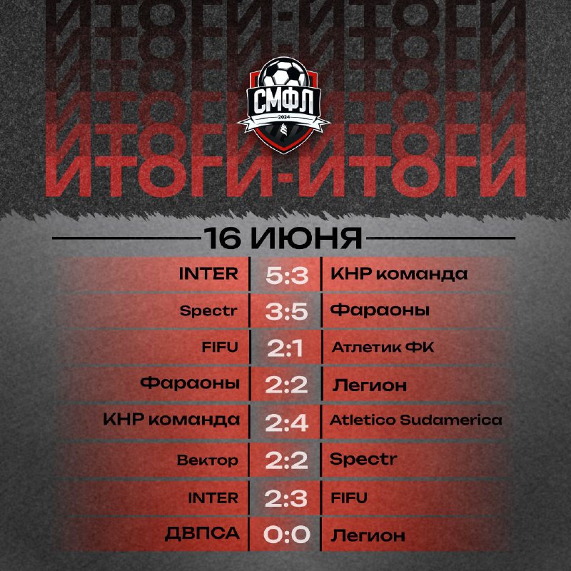 Результаты матчей СМФЛ 16 июня ***⚽️***