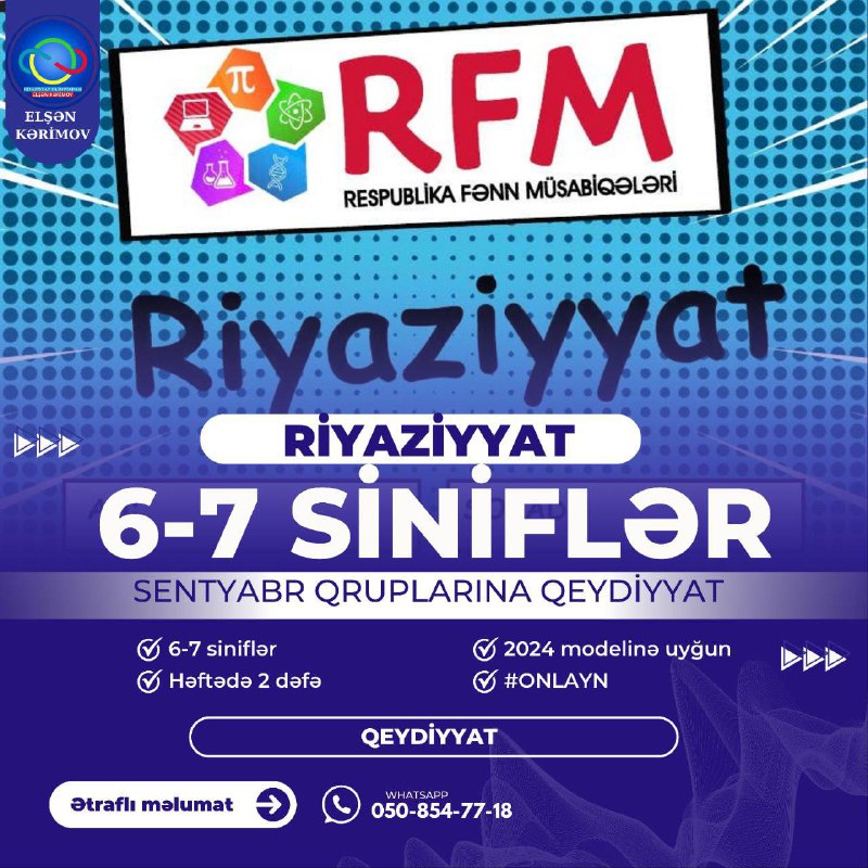 ***🔵***RFM RİYAZİYYAT 6-7 siniflər sentyabr qruplarına …