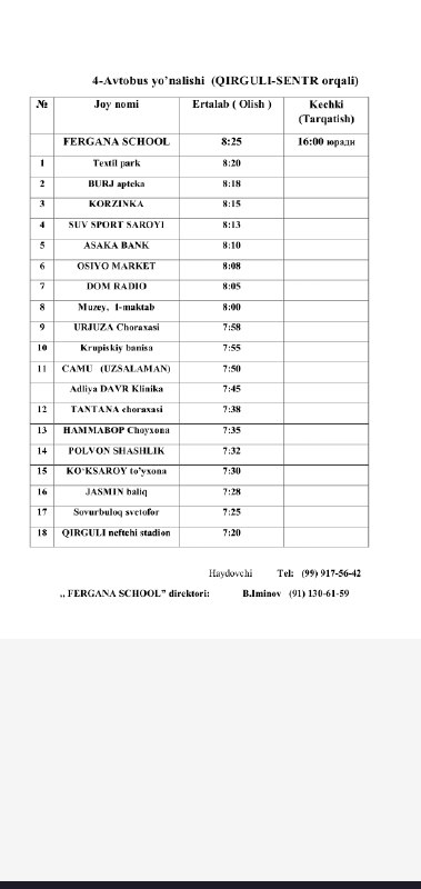 2-chorak 7-noyabrdan avtobuslar yurish vaqtlarida ham …