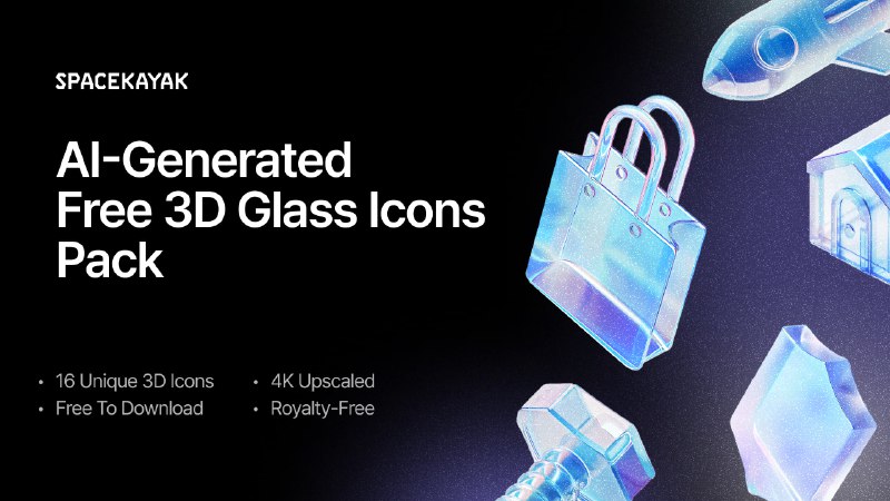 **3D Glass Icons** — набор стеклянных …