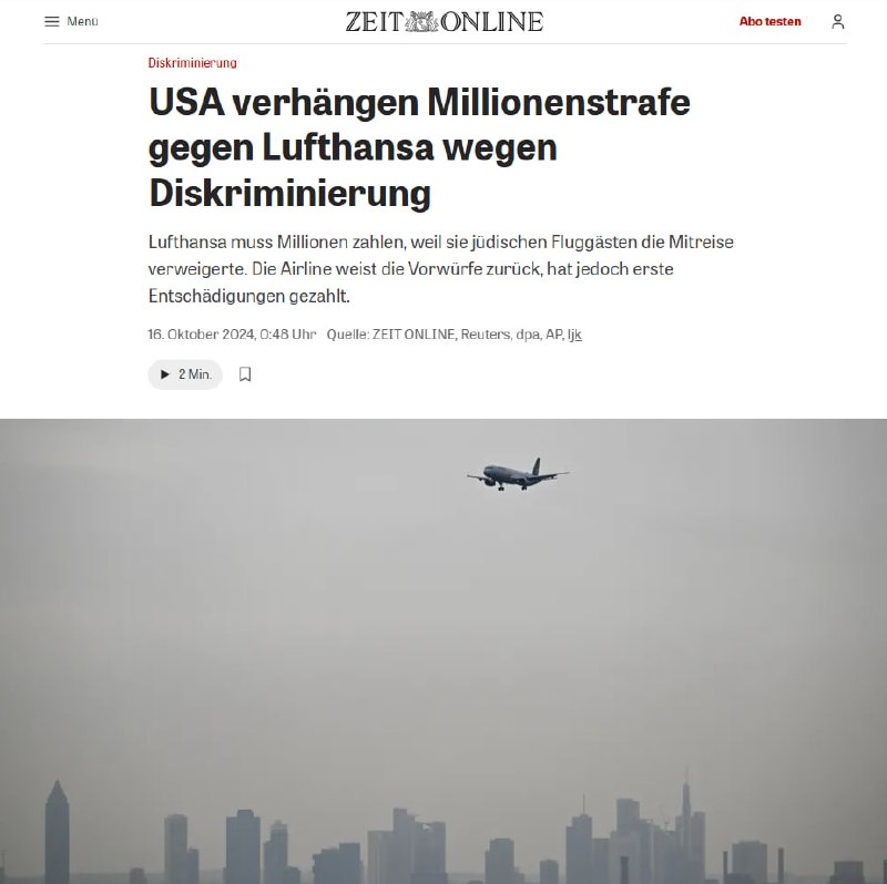 ***👀******❓*** **USA verhängen Millionenstrafe gegen Lufthansa …