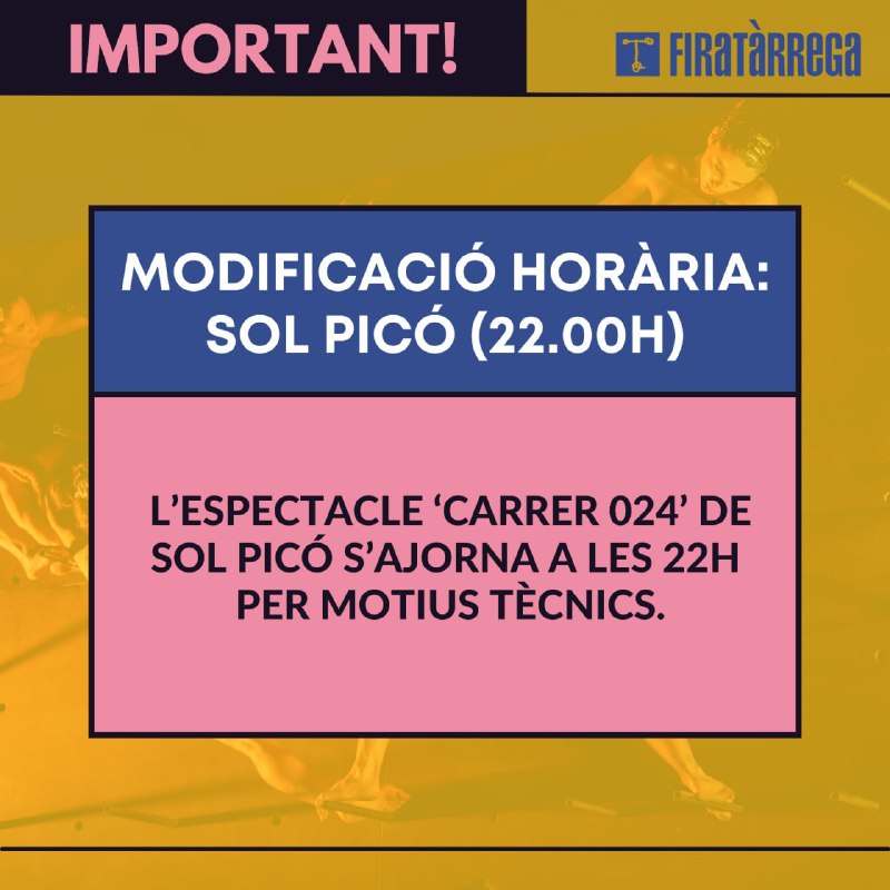 ***🚨*** ÚLTIMA HORA: MODIFICACIÓ HORÀRIA