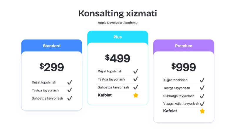 Apple Developer Academy bo’yicha **konsalting xizmati**