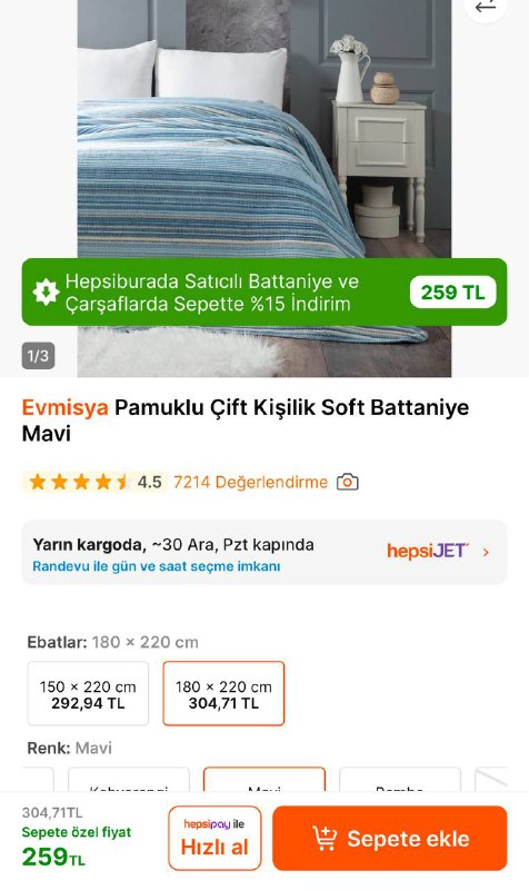 *****🔥***Evmisya Pamuklu Çift Kişilik Soft Battaniye