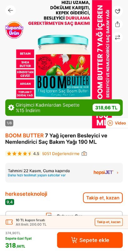 BOOM BUTTER 7 Yağ içeren Besleyici …