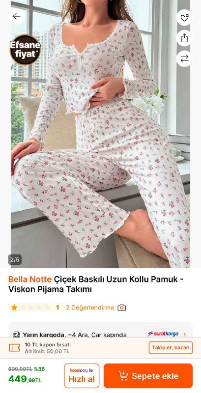 Bella Notte Çiçek Baskılı Uzun Kollu …