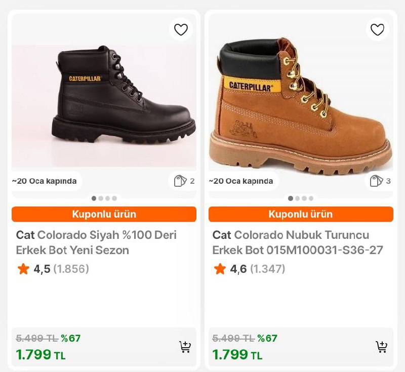 Cat Colorado Kadın Erkek Botlarda Tek …