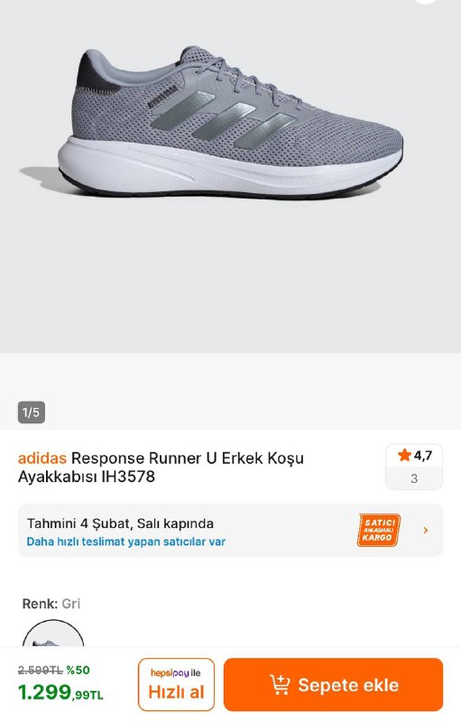 adidas Response Runner U Erkek Koşu …