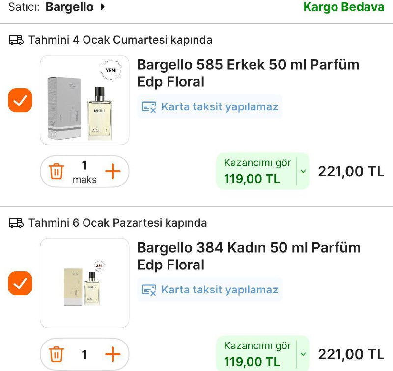 *****?*** Bargello’da 2. Ürüne 160 TL …