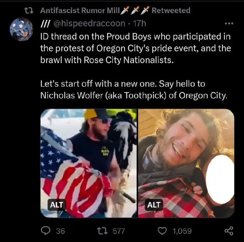 Dude attacks Rose City Nationalists because …