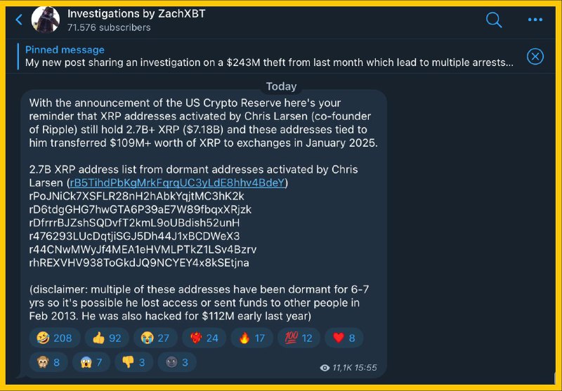 *****🆘*******ZachXBT tung cảnh báo về XRP …