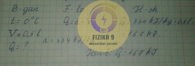 9-sinf Fizika masalalar yechimi