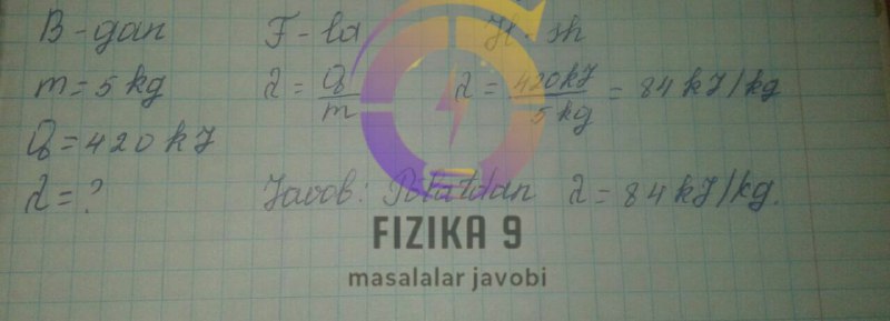 9-sinf Fizika masalalar yechimi