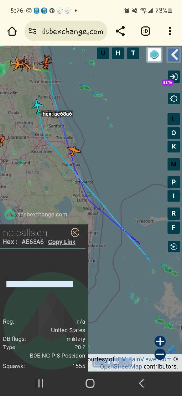 P8 near WPB about to land