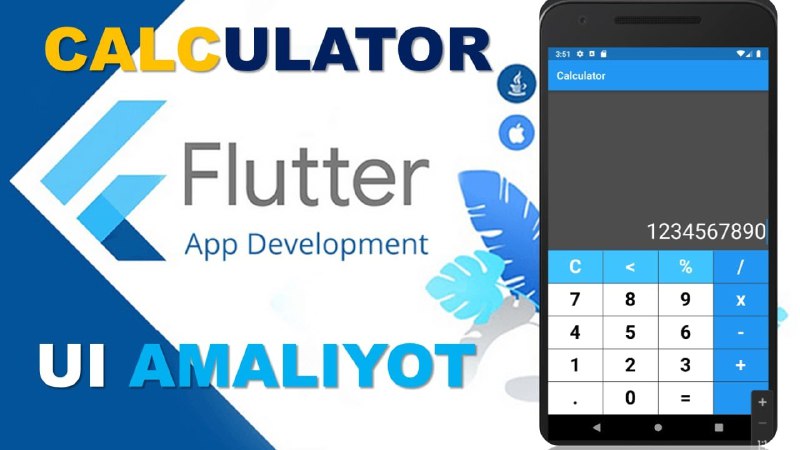 [**#flutteruz**](?q=%23flutteruz)[**#flutterdars**](?q=%23flutterdars)[**#calculator**](?q=%23calculator) **Flutterda Calculator UI yasaymiz. Amaliyot*****👉***