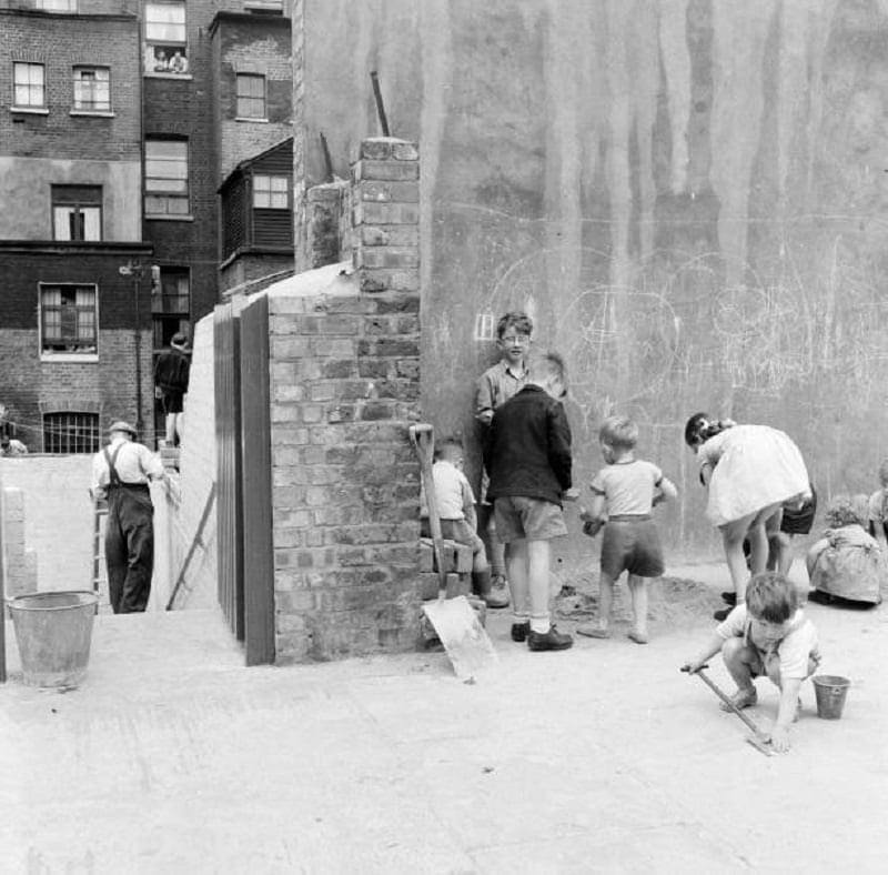 Children's playground, westminster, london, 1952.