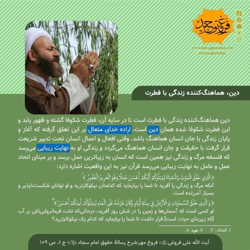 ***?*** دین، هماهنگ‌کننده زندگی با فطرت