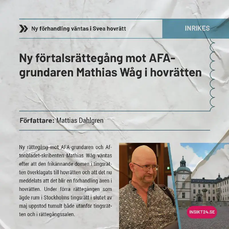 ***🔵*** Ny förtalsrättegång mot AFA-grundaren Mathias …