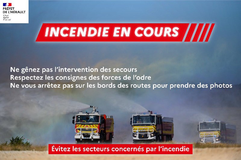 RT [@Prefet34](https://t.me/Prefet34): [#Incendie](https://twitter.com/search?q=%23Incendie) dans les massifs …