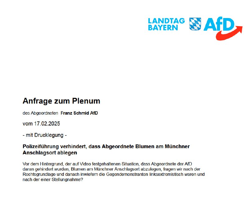 Mit einer Anfrage zum Plenum, die …