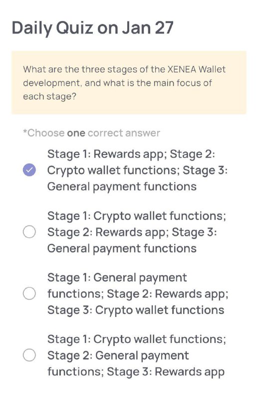 **XENEA WALLET QUIZ ANSWER OF TODAY{JAN …