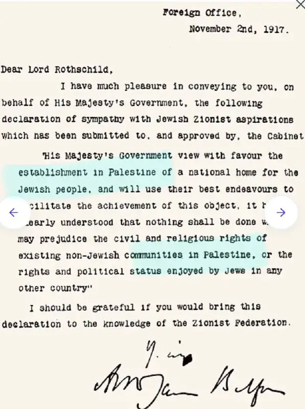 Check out The Balfour Declaration —— …