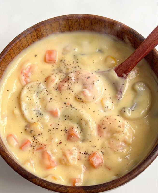 ♡~Сырный крем суп с креветками~♡