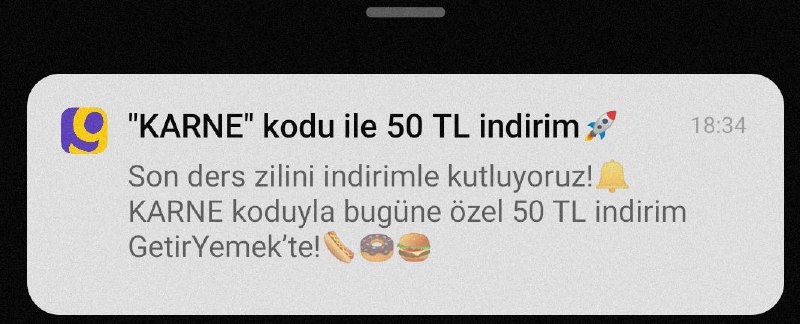 ***💥***Getir Yemek 80/50₺ indirim kodu;