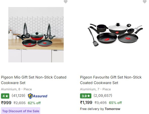 **Pigeon Cookware Set from 999.**