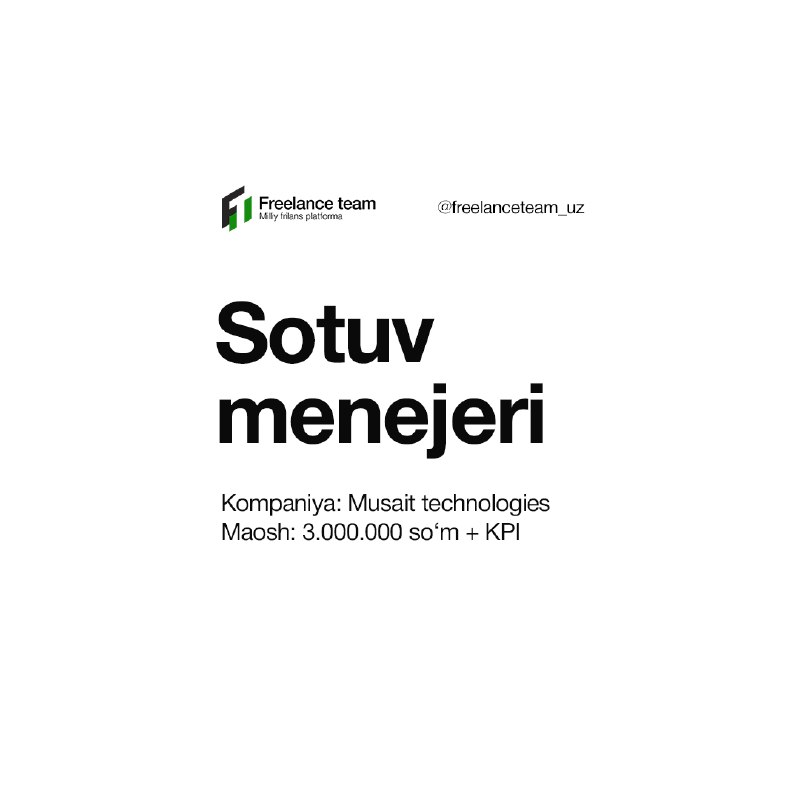 ***❇️*** **Sotuv menejeri (B2B)**