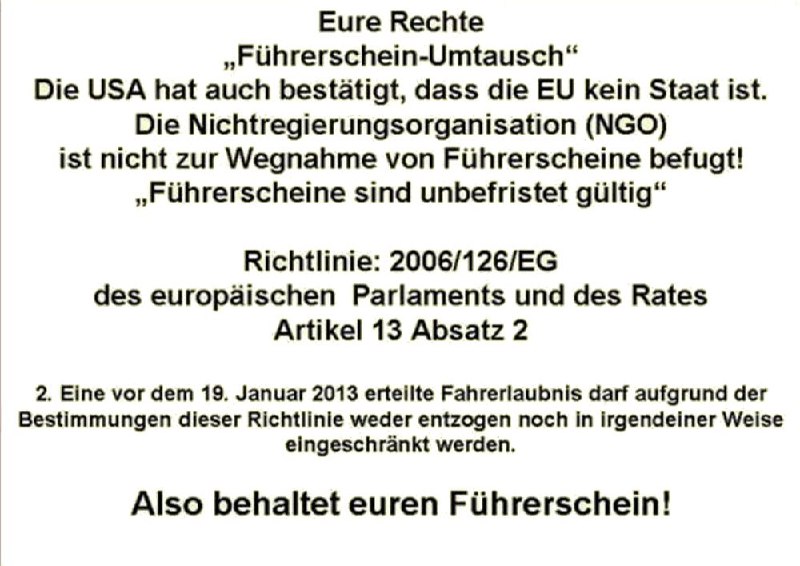 Führerschein behalten!