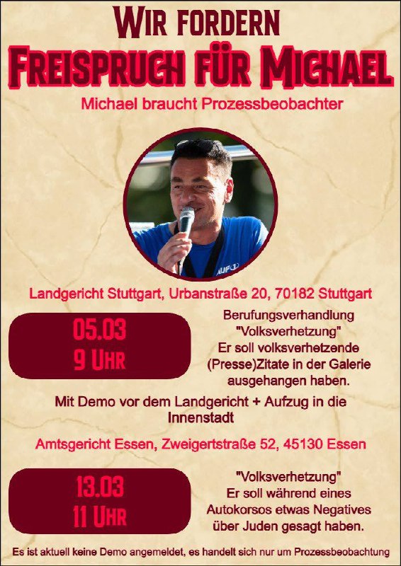 **Wir fordern: Freispruch für Michael!**