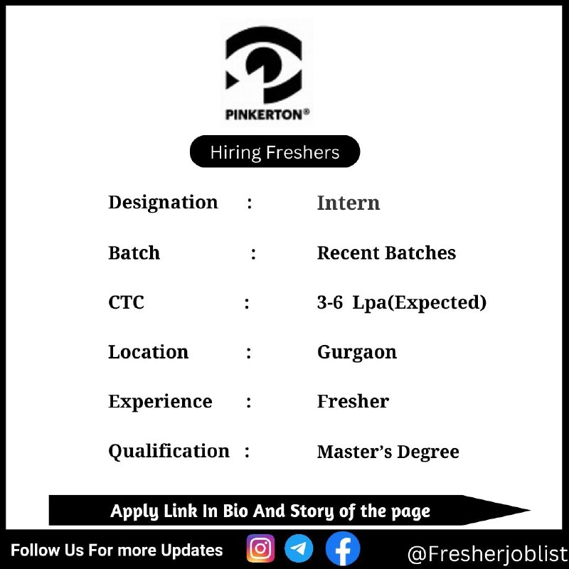 ***🔔*****Pinkerton Off-campus Drive 2024 hiring Intern …