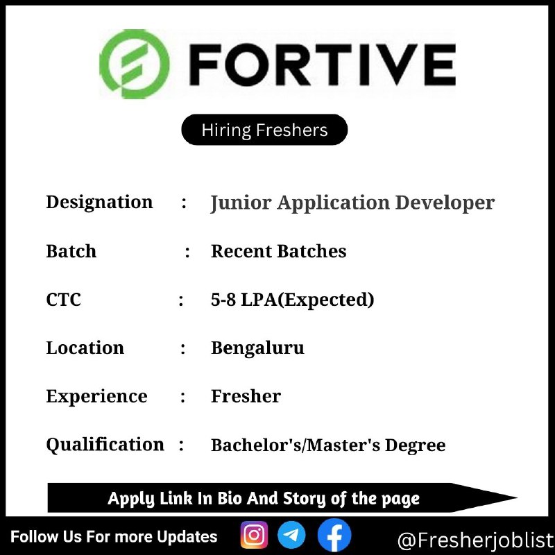 ***🔔*****Fortive Off-campus Drive 2024 hiring Junior …